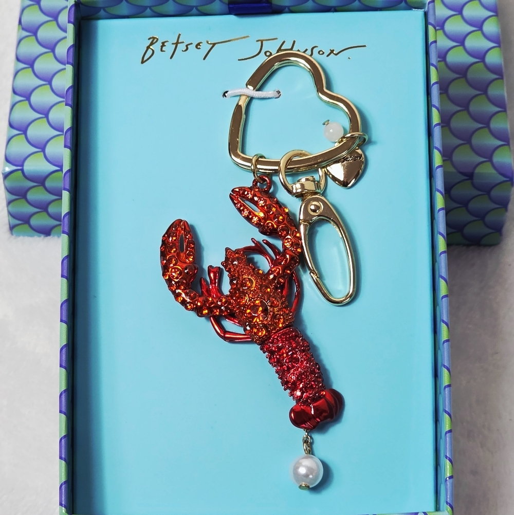 Betsey Johnson Crystal Red Lobster Key Fob Bag Charm